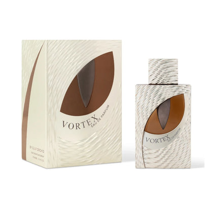 Vortex de Gulf Orchid: frasco y caja del perfume de 100 ml.