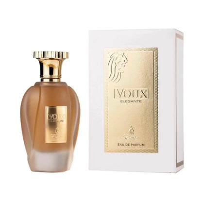 Voux Elegante de Paris Corner, fragancia ambarada especiada con lavanda y bergamota, corazón cálido y fondo de vainilla, tabaco y haba tonka. Sofisticada.