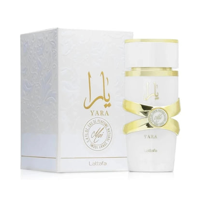 Yara Moi de Lattafa, perfume árabe floral gourmand de carácter cálido, envolvente y femenino