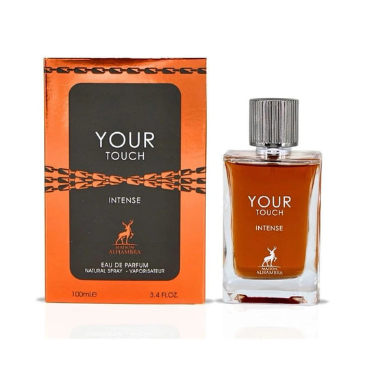 Your Touch Intense de Maison Alhambra, perfume árabe ambarado gourmand de carácter intenso, elegante y sofisticado